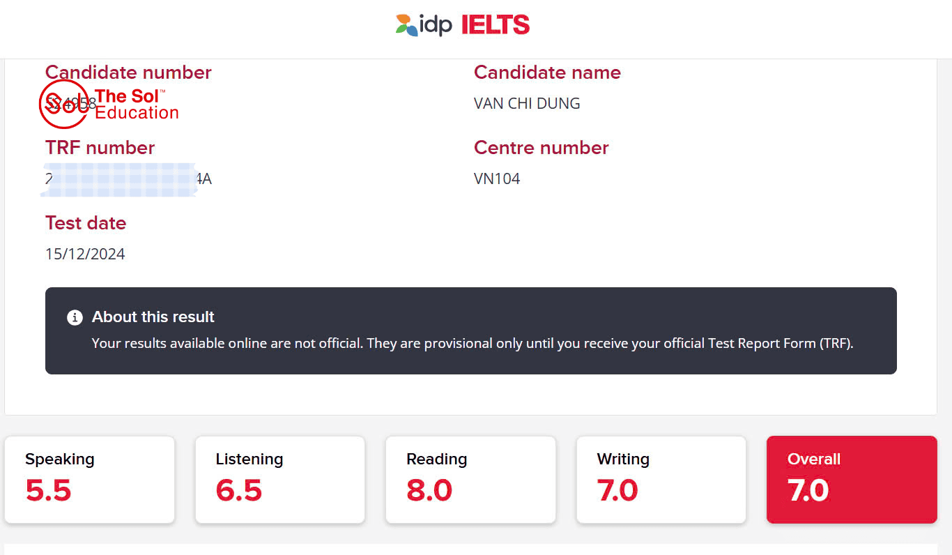 Văn Chí Dũng 7.0 IELTS