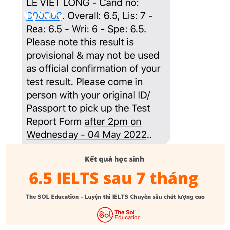 6.5 IELTS sau 7 tháng