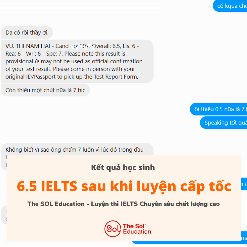 6.5 IELTS sau khi luyện thi cấp tốc
