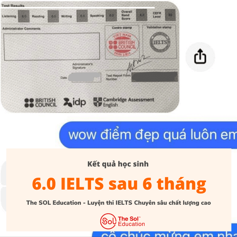 6.0 IELTS sau 6 tháng