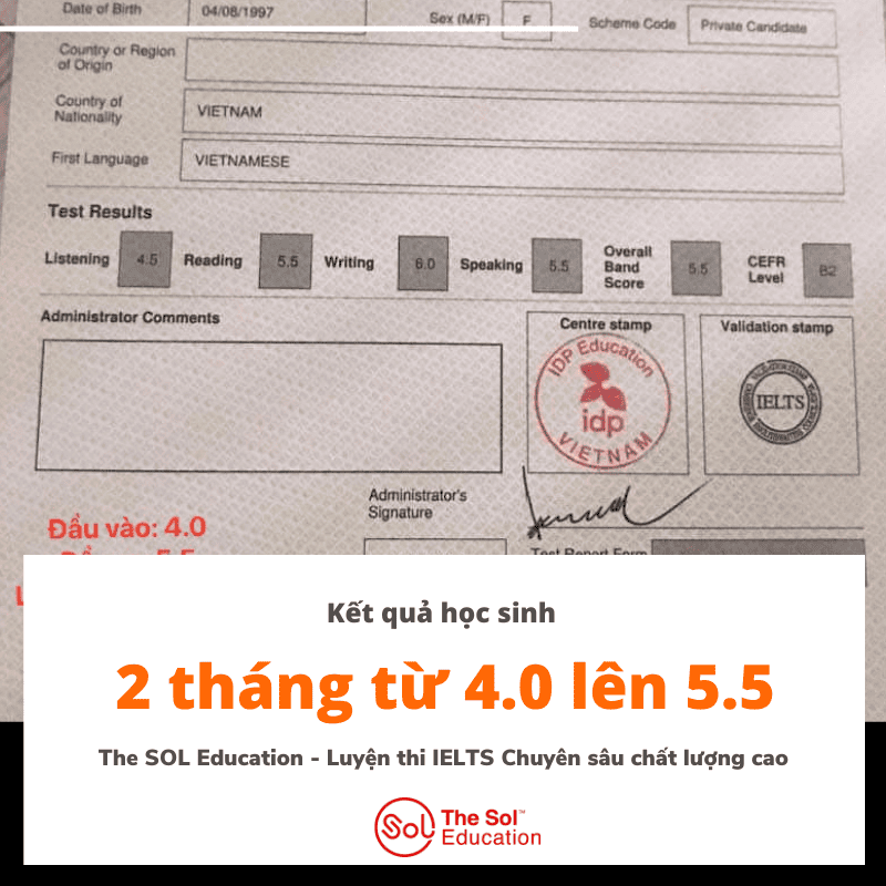 2 tháng từ 4.0 lên 5.5 IELTS